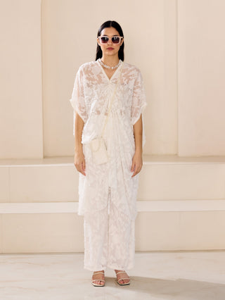 Pearly white kaftan tunic and pants