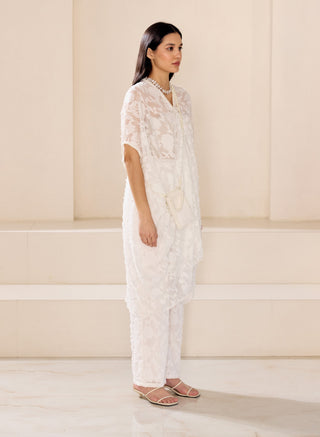 Pearly white kaftan tunic and pants