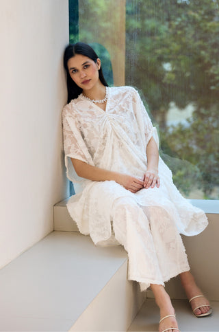 Pearly white kaftan tunic and pants