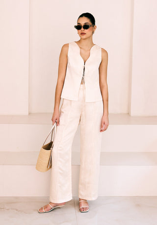 Ivory soft tie top and pants