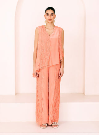 Peach sunset asymmetrical tunic and pants