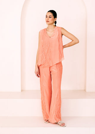 Peach sunset asymmetrical tunic and pants