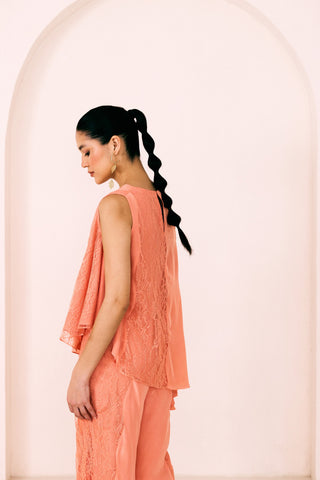 Peach sunset asymmetrical tunic and pants