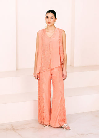 Peach sunset asymmetrical tunic and pants