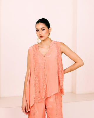 Peach sunset asymmetrical tunic and pants