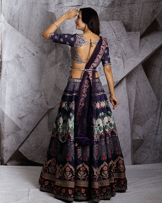 Blue floral paradise lehenga set