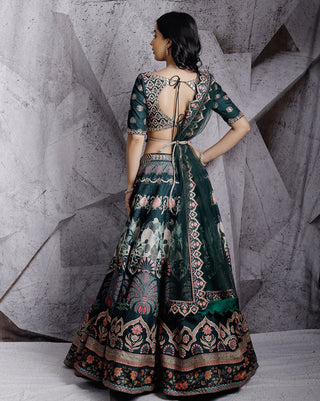 Green floral paradise lehenga set