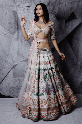 Ivory floral paradise lehenga set