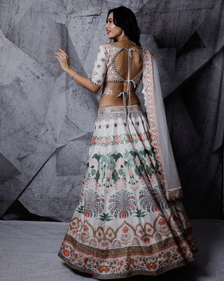 Ivory floral paradise lehenga set