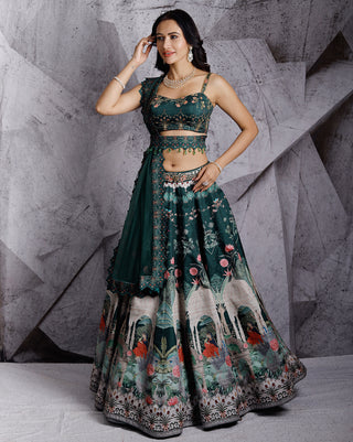 Green regal paradise lehenga set