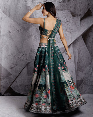 Green regal paradise lehenga set