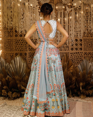 Light blue digital lehenga set