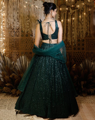 Shimmering green lehenga set