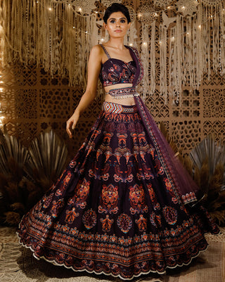 Digital purple lehenga set