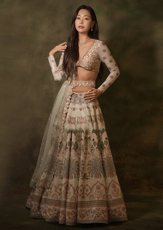 Pastel green floral lehenga set