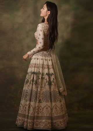 Pastel green floral lehenga set