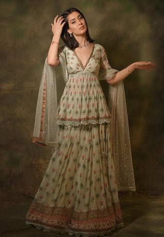 Celadon kurti and lehenga set