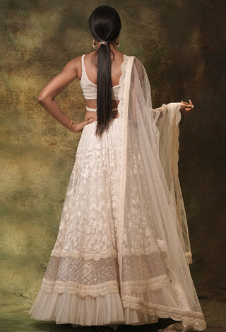 Ivory floral pearl lehenga set