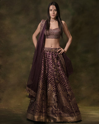 Purple paisley lehenga set