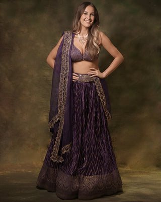 Chevron purple lehenga set