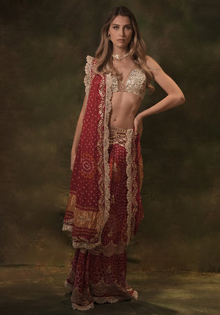 Red bandhani lehenga set