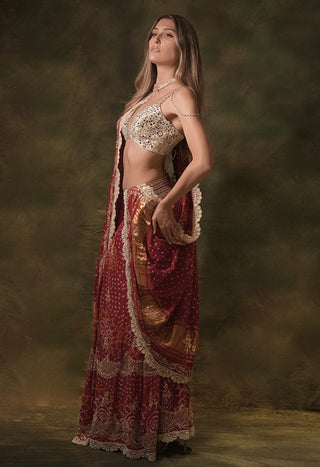 Red bandhani lehenga set