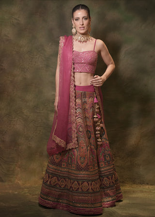 Jamdani rani pink lehenga set