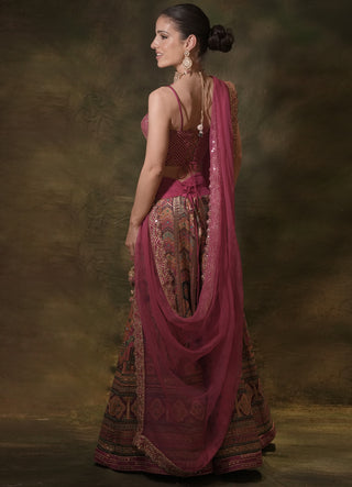 Jamdani rani pink lehenga set