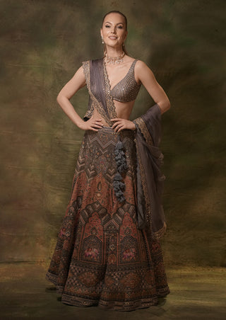 Jamdani gray lehenga set