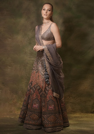 Jamdani gray lehenga set