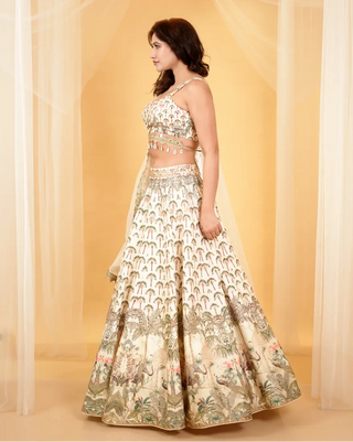 Ivory enchanted lehenga set