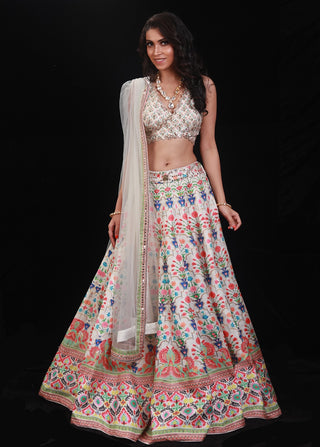 Shehnaz ivory printed lehenga set