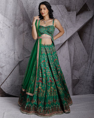 Green paradise printed lehenga set