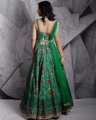 Green paradise printed lehenga set