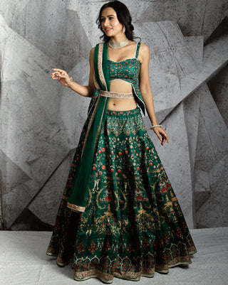 Emerald paradise printed lehenga set