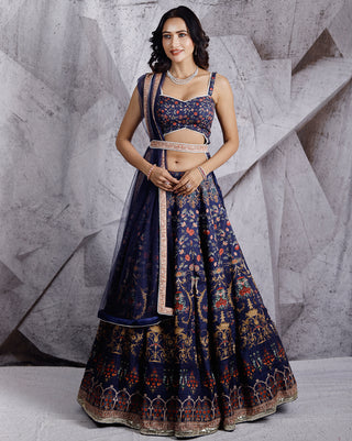 Blue paradise printed lehenga set