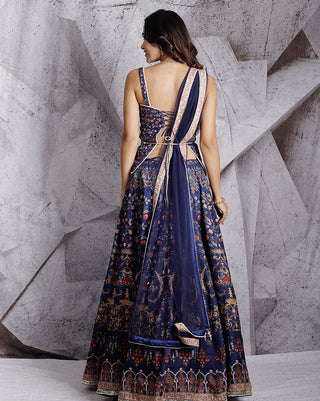 Blue paradise printed lehenga set