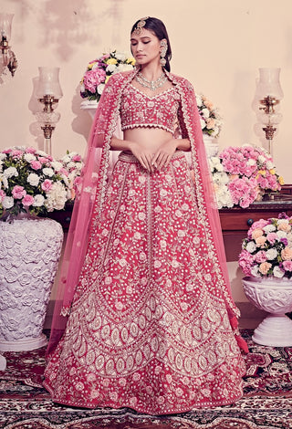 Ruby pink embroidered lehenga set