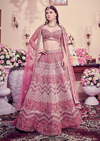 Mulberry pink embroidered lehenga set