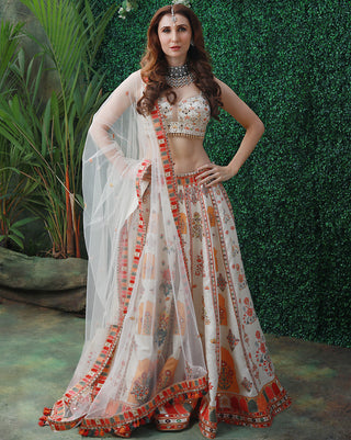 Rajeen ivory printed lehenga set