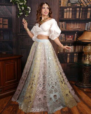 Carousel foil printed lehenga and blouse