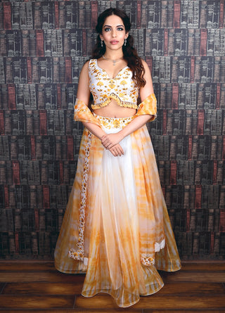 Floral ivory yellow summer lehenga set