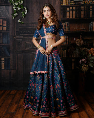 Lagoon midnight blue lehenga set