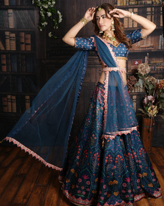 Lagoon midnight blue lehenga set