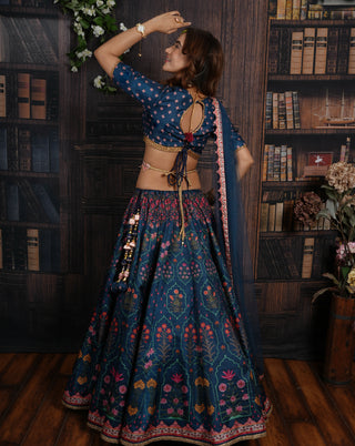 Lagoon midnight blue lehenga set