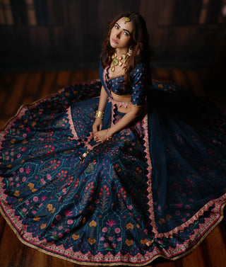 Lagoon midnight blue lehenga set