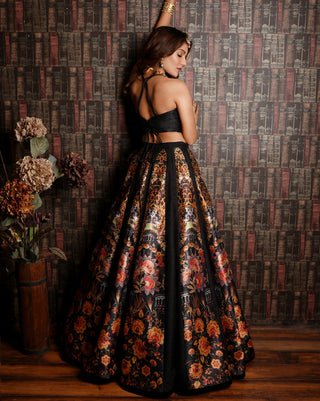 Black paradise lehenga and blouse