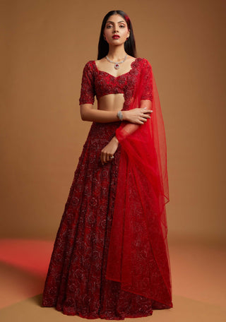 Kresta red lehenga set