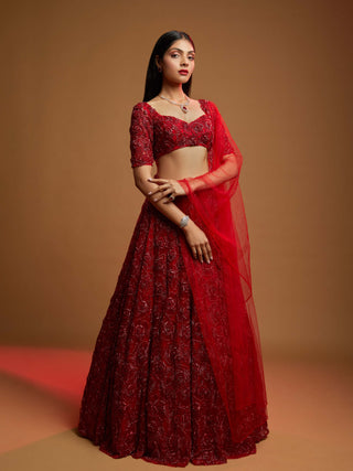 Kresta red lehenga set