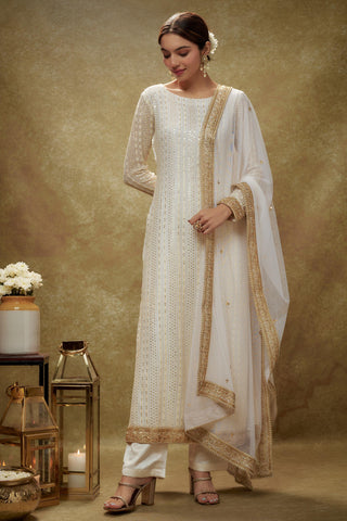 Ivory & gold sequin Kurta pants set